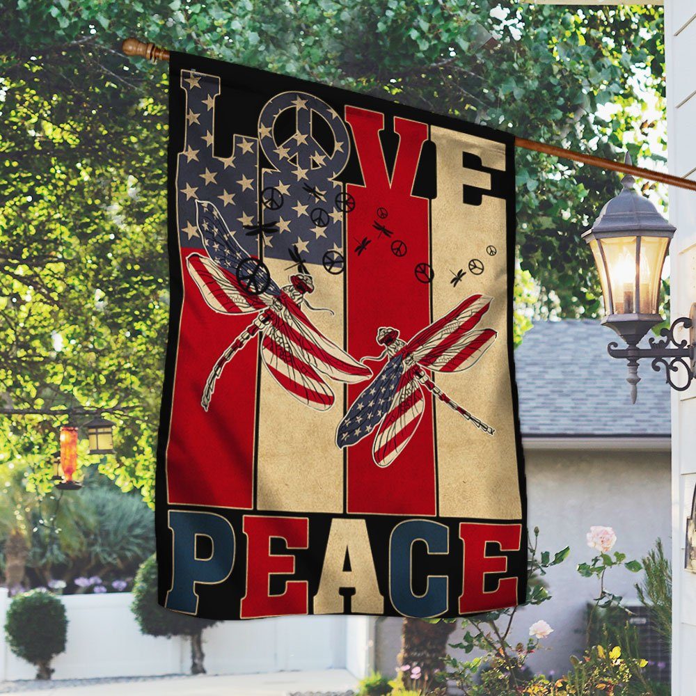 International Day of Peace Flag Dragonfly Hippie Peace Sign LNT429F