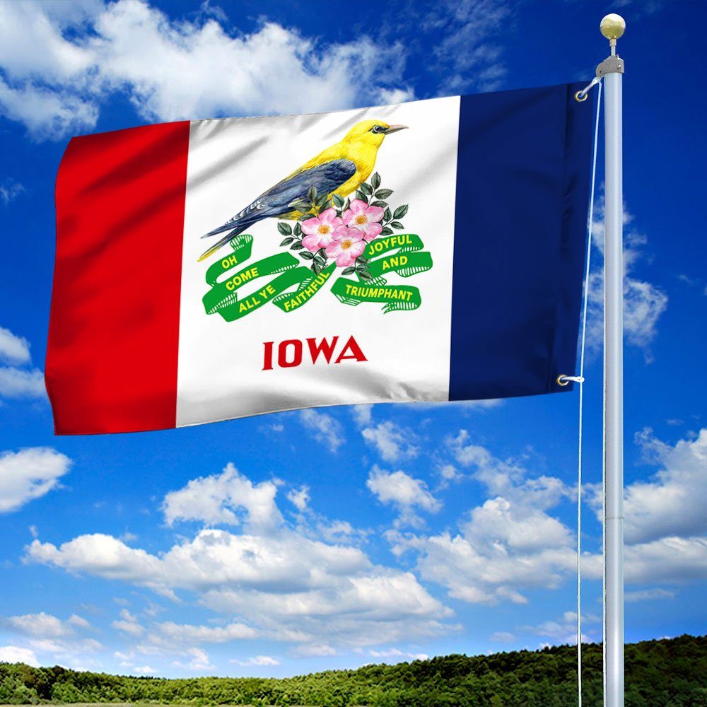 IOWA Eastern Goldfinch Bird Grommet Flag Holly And Jolly LNT674GF