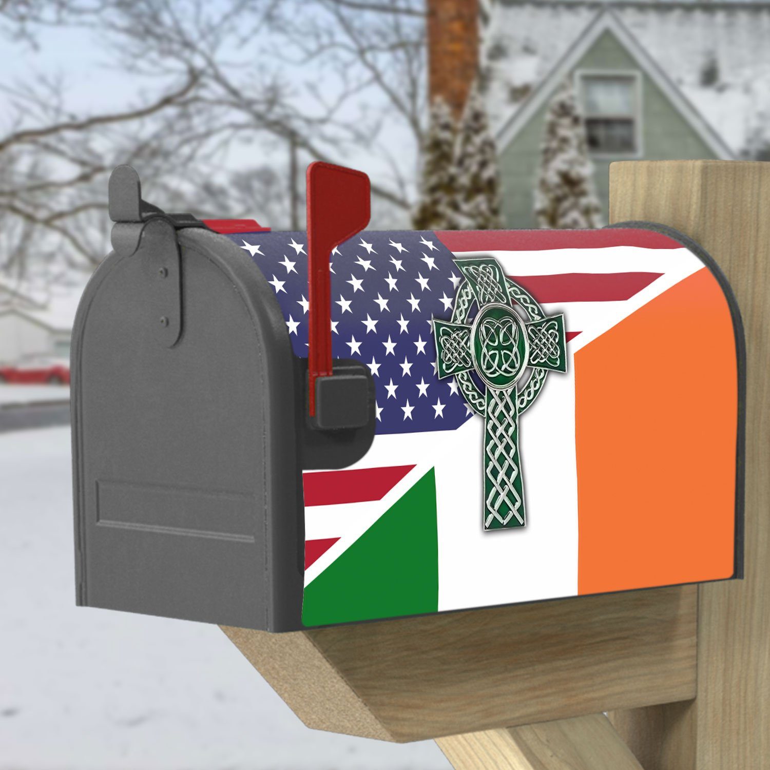 Irish American Celtic Cross Garden Flag & Mailbox Cover Saint Patrick’s Day QNK543MF