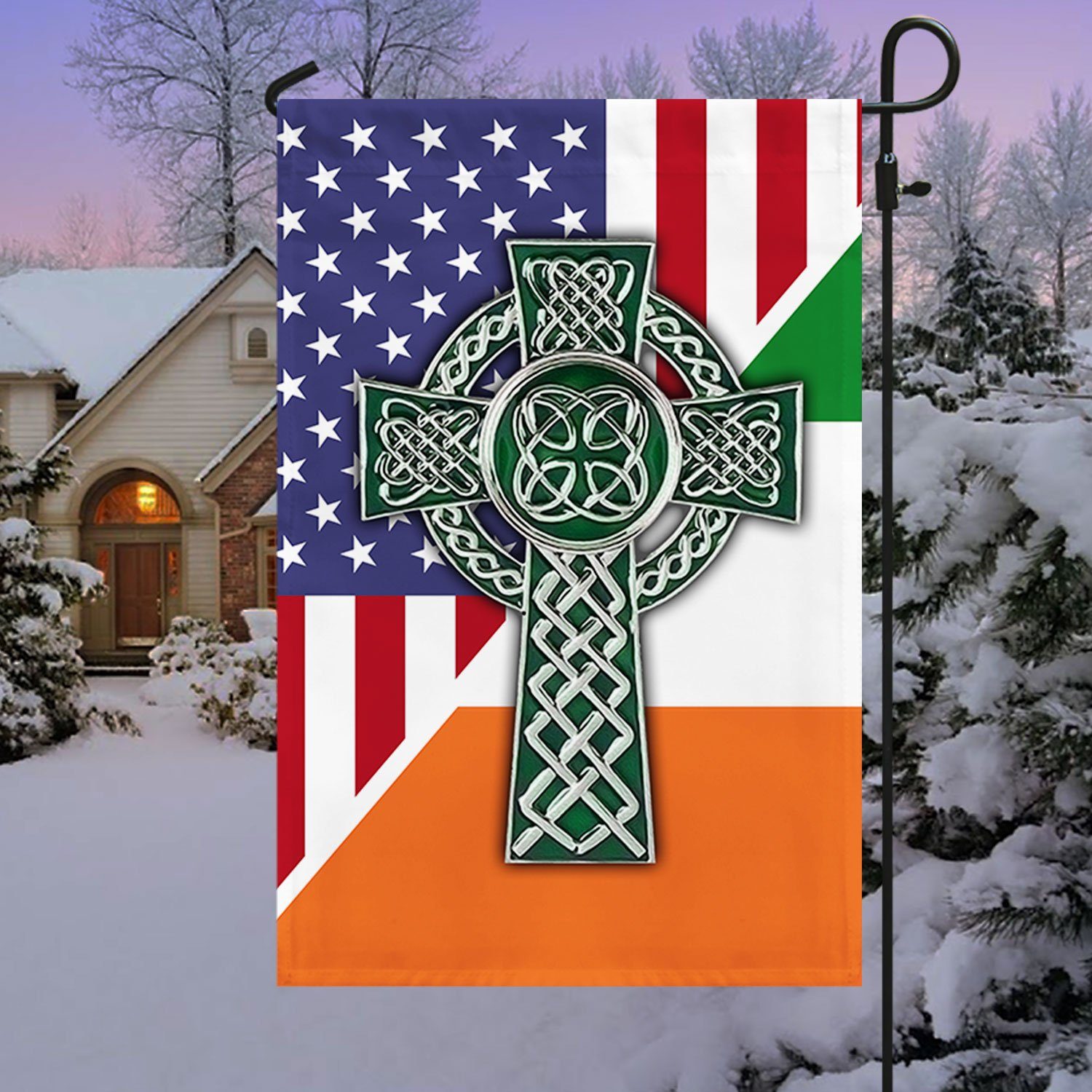 Irish American Celtic Cross Garden Flag & Mailbox Cover Saint Patrick’s Day QNK543MF