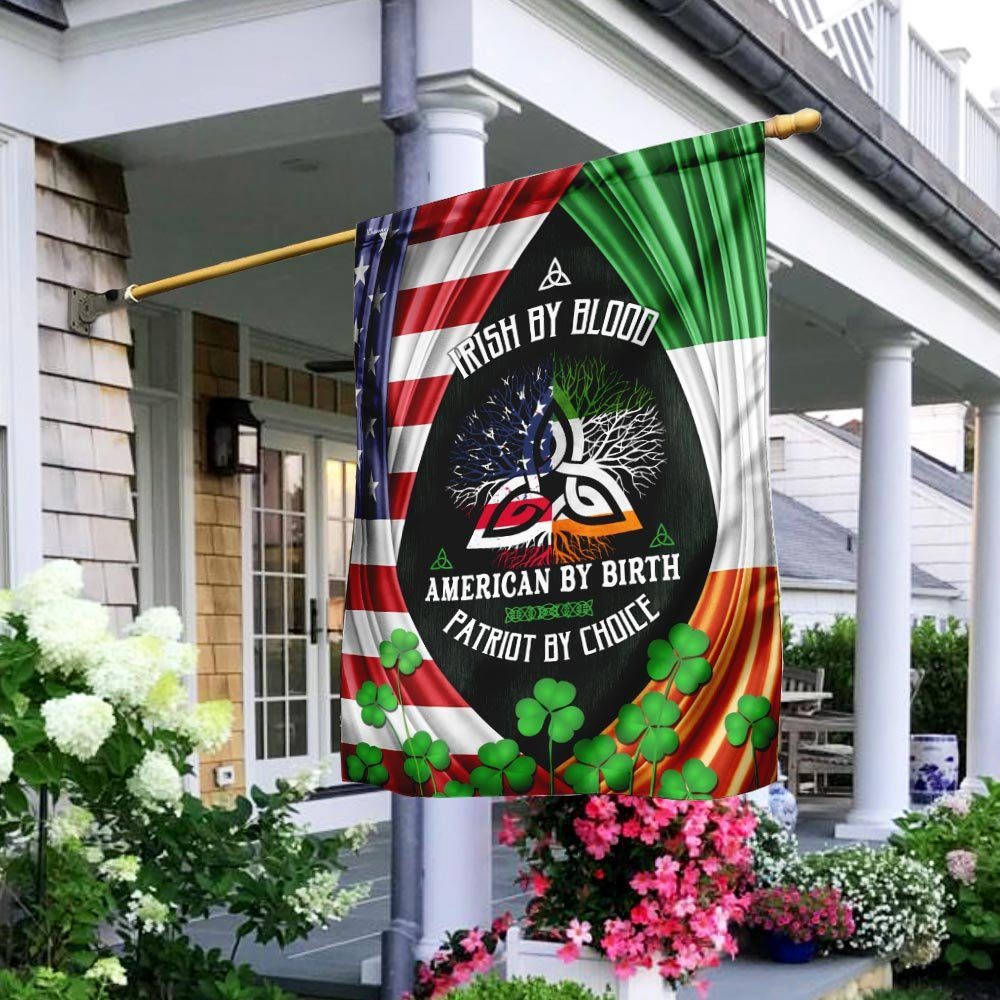 Irish By Blood Triquetra Tree Of Life Flag