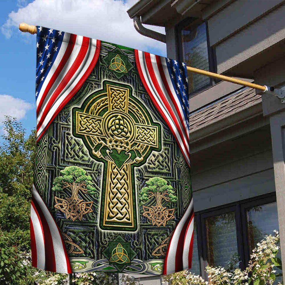 Irish Celtic Cross American Flag THH3643F