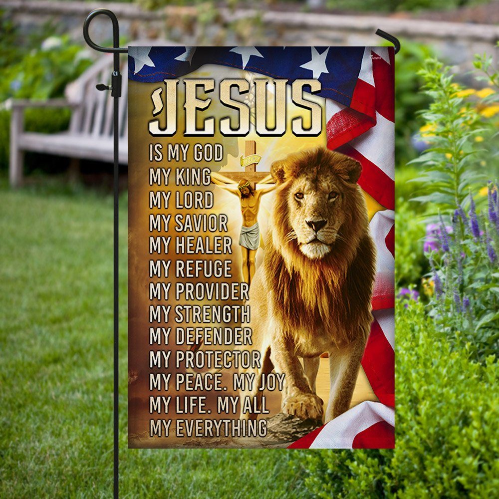 Jesus & Lion Flag Jesus Is My God My Everything MLH2185F