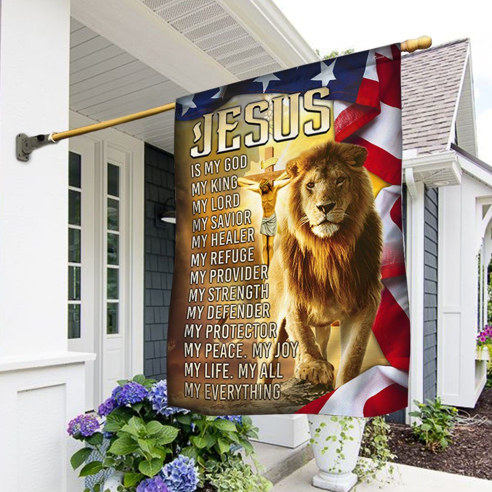 Jesus & Lion Flag Jesus Is My God My Everything MLH2185F