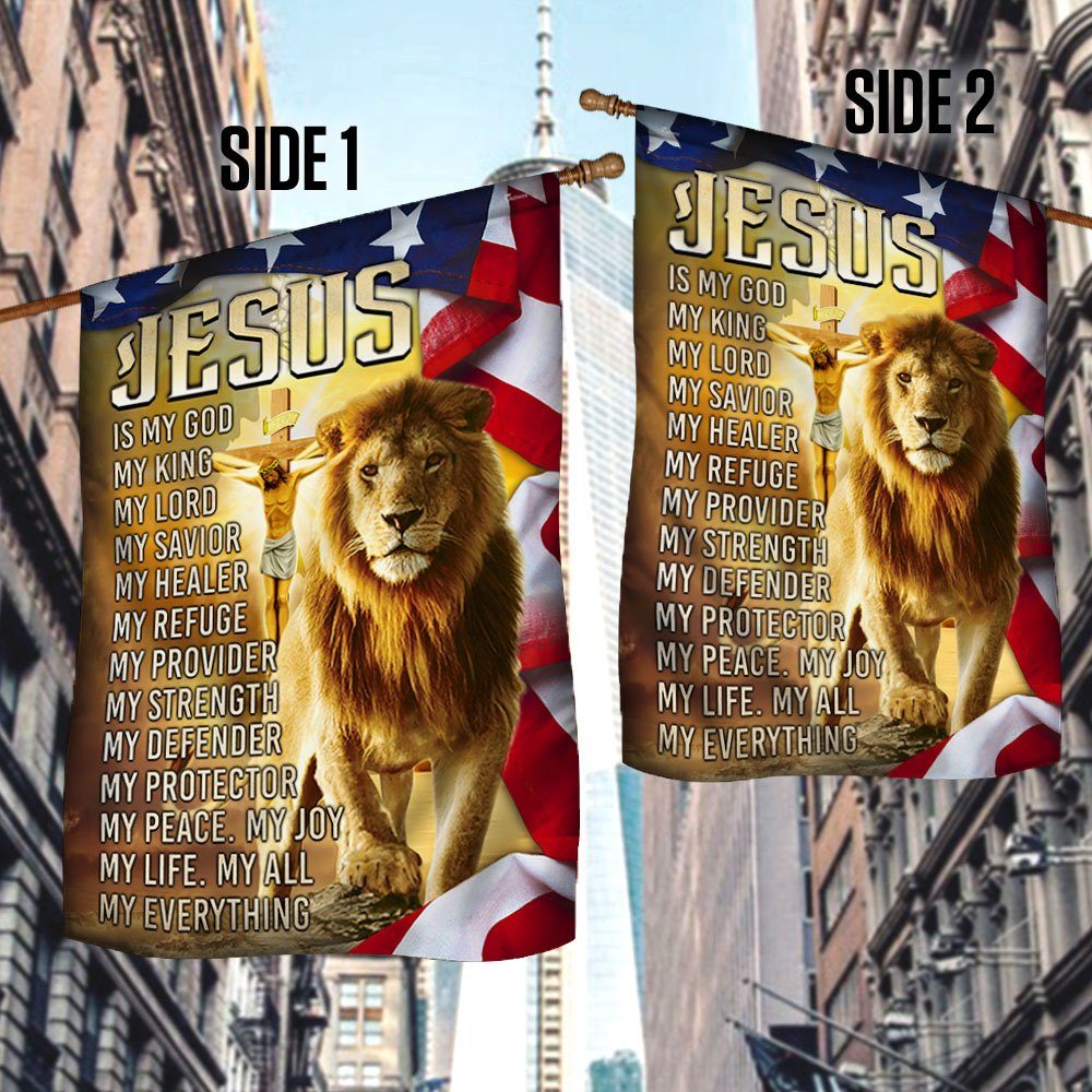 Jesus & Lion Flag Jesus Is My God My Everything MLH2185F