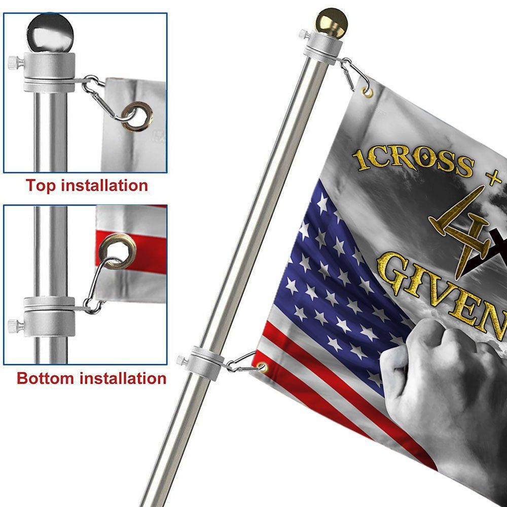 Jesus America 1 Cross 3 Nails 4 Given Grommet Flag MBH160GF