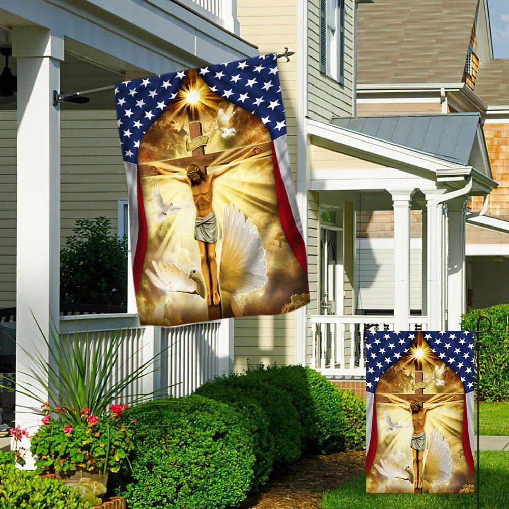 Jesus Christ Crucified On The Cross In American Flag MLN770F