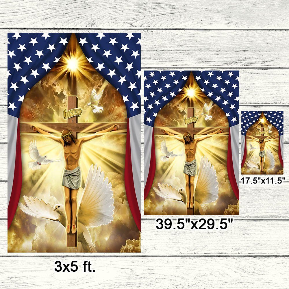 Jesus Christ Crucified On The Cross In American Flag MLN770F