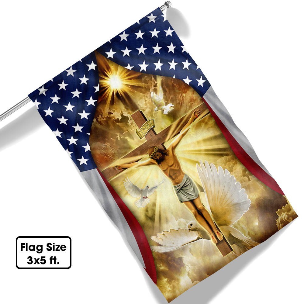 Jesus Christ Crucified On The Cross In American Flag MLN770F