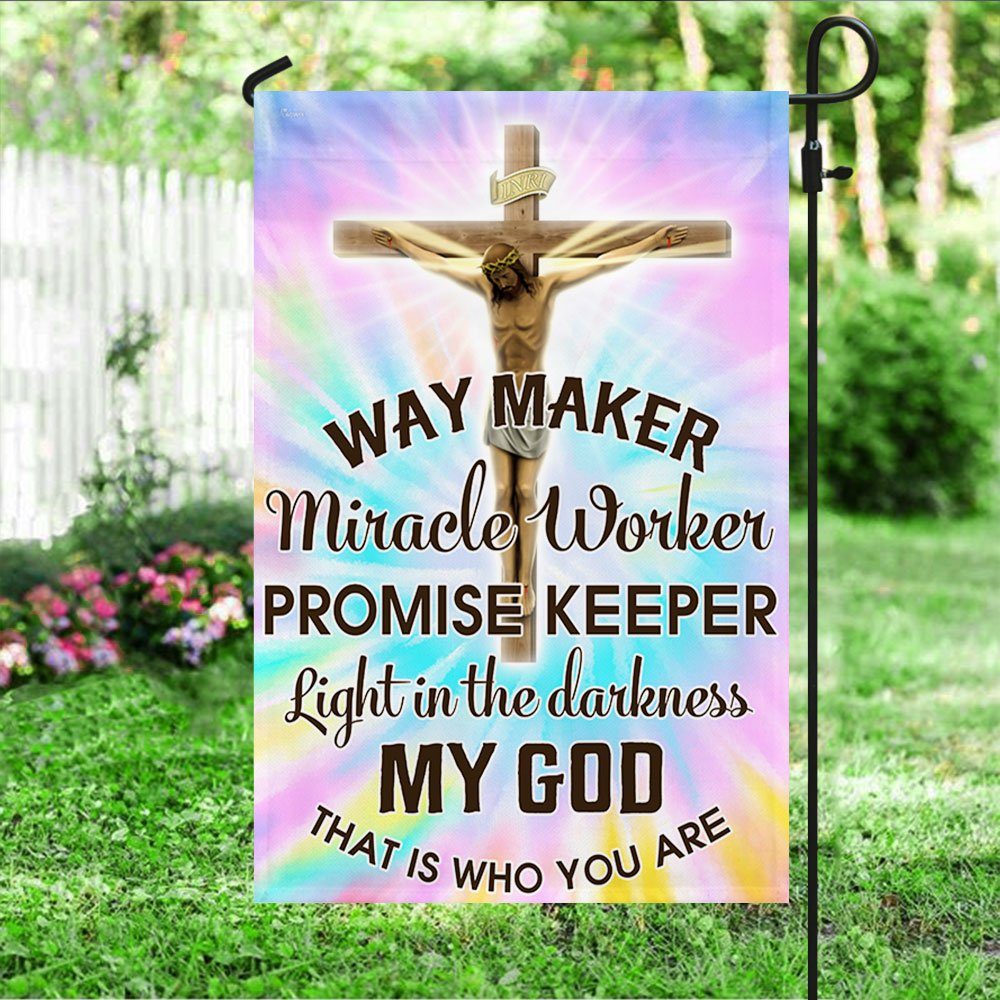 Jesus Christ Flag Way maker  Miracle Worker Promise Keeper Light In The Darkness My God That Is Who You Are MLN851F