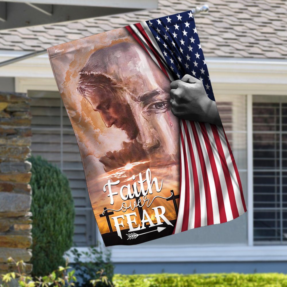 Jesus Christian Cross. Faith Over Fear American Flag THN3692F Jesus Christian Cross. Faith Over Fear American Flag THN3692F