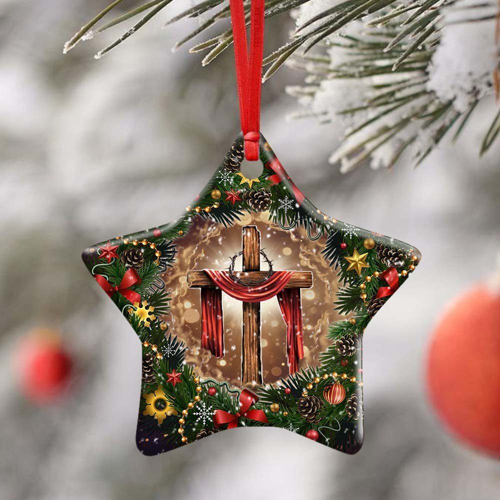 Jesus Christian Cross Christmas Ceramic Ornament