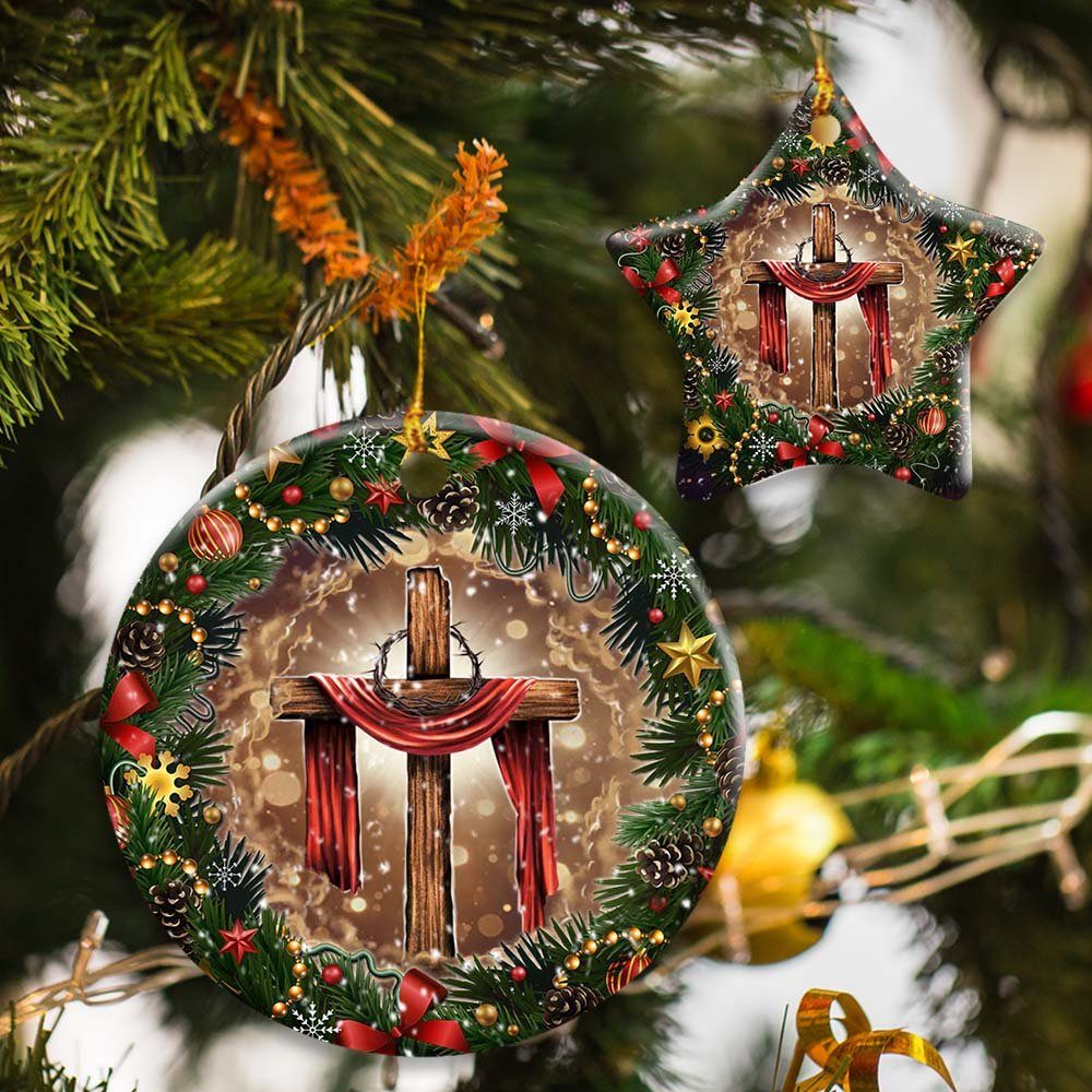Jesus Christian Cross Christmas Ceramic Ornament