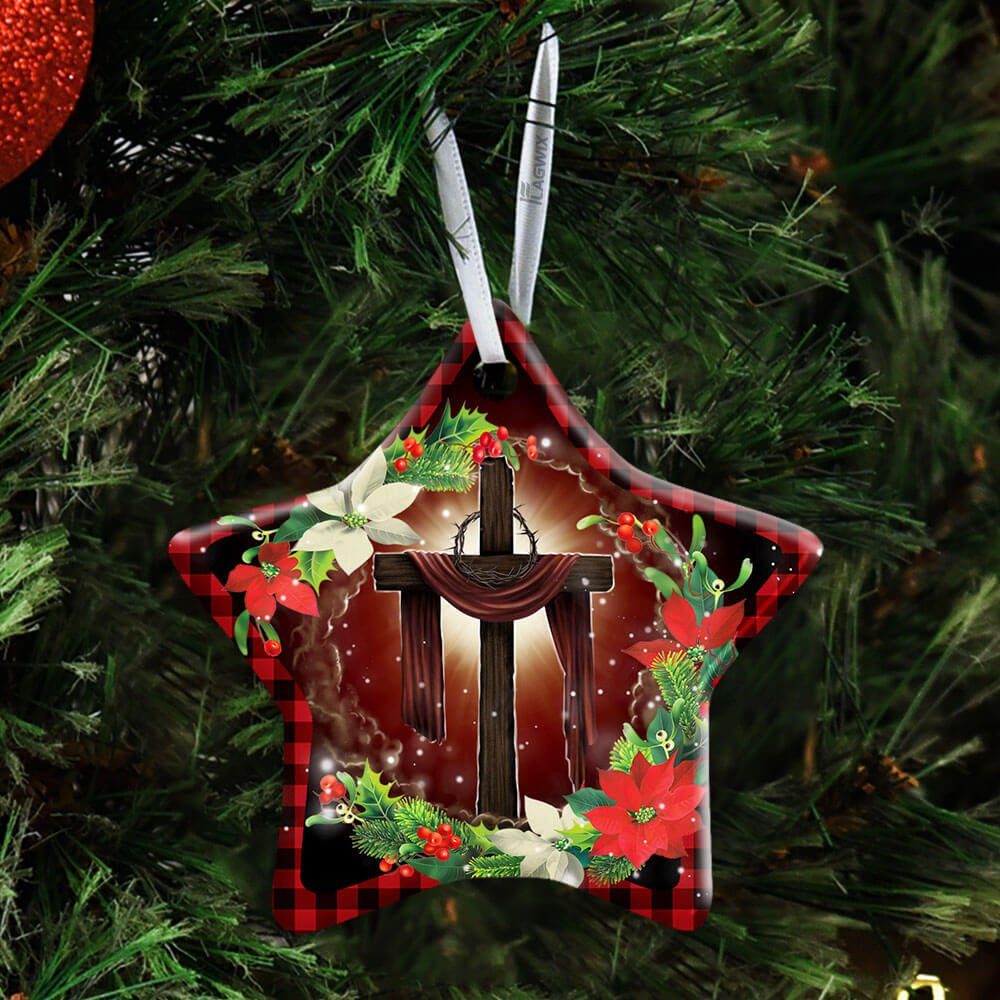 Jesus Christian Cross Christmas Ceramic Ornament