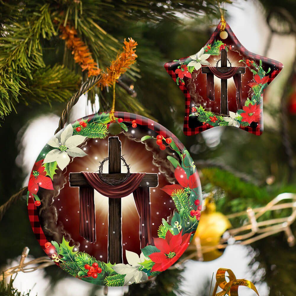 Jesus Christian Cross Christmas Ceramic Ornament