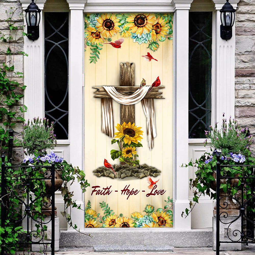 Jesus Cross. Faith – Hope – Love Door Cover