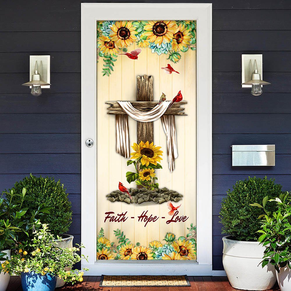 Jesus Cross. Faith - Hope - Love Door Cover