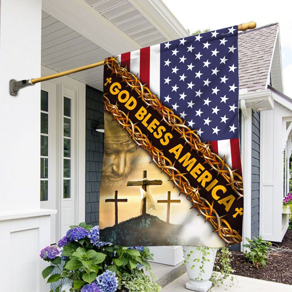 Jesus Cross US Flag God Bless America DDH3101F