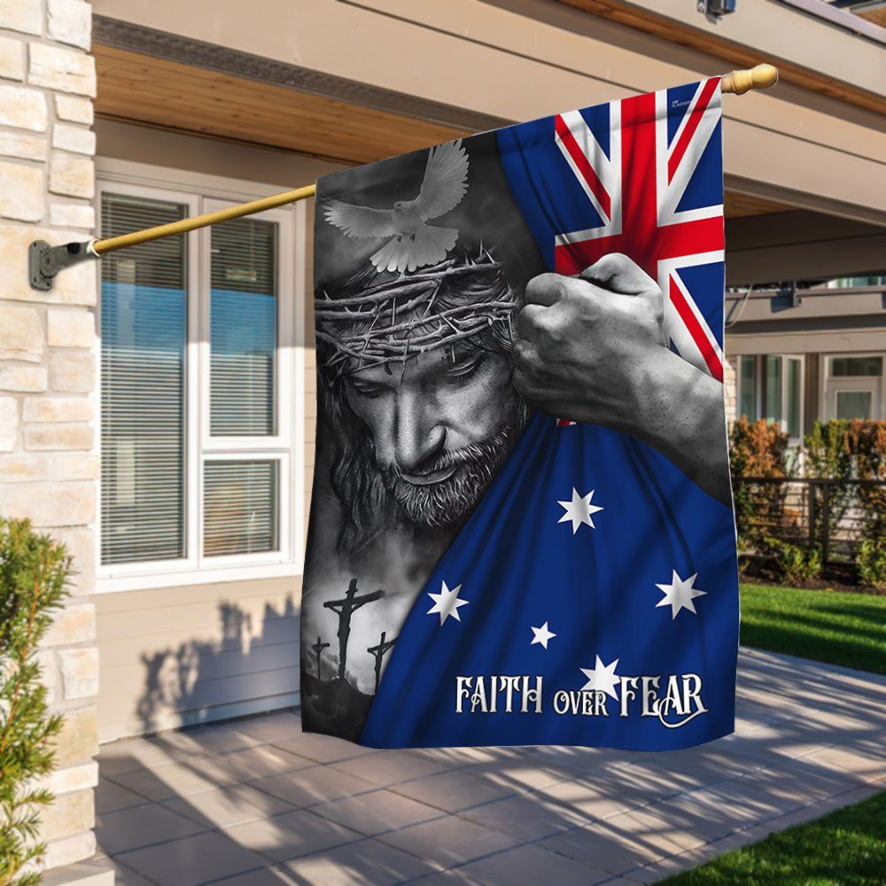 Jesus Flag Jesus Faith Over Fear Australian Flag TRL1254Fv2
