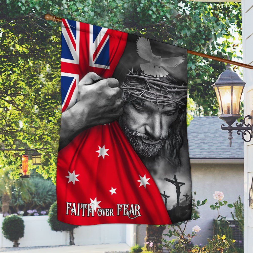 Jesus Flag Jesus Faith Over Fear Australian Flag TRL1254Fv4
