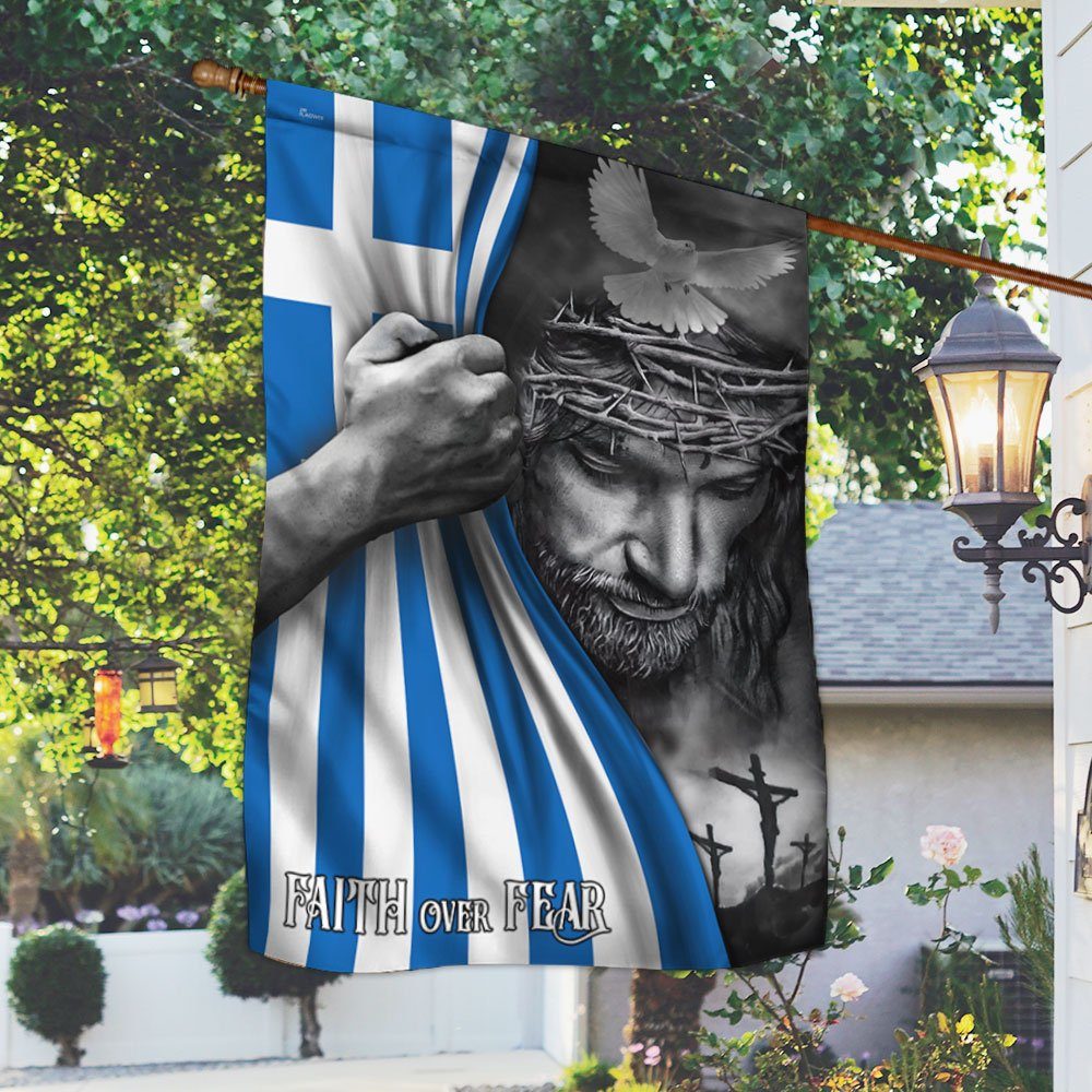 Jesus Flag Jesus Faith Over Fear Greek Flag TRL1254Fv3