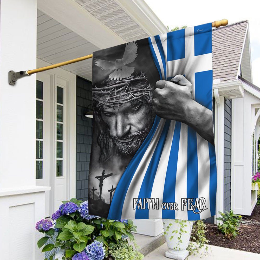Jesus Flag Jesus Faith Over Fear Greek Flag TRL1254Fv3