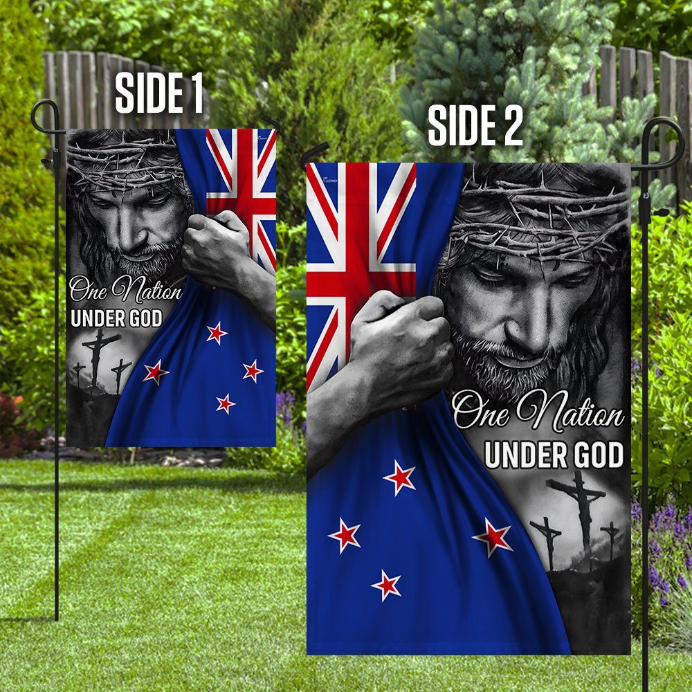 Jesus Flag Jesus One Nation Under God New Zealand Flag TRL1253Fv4
