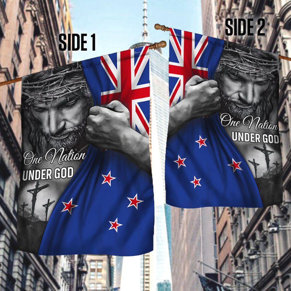 Jesus Flag Jesus One Nation Under God New Zealand Flag TRL1253Fv4