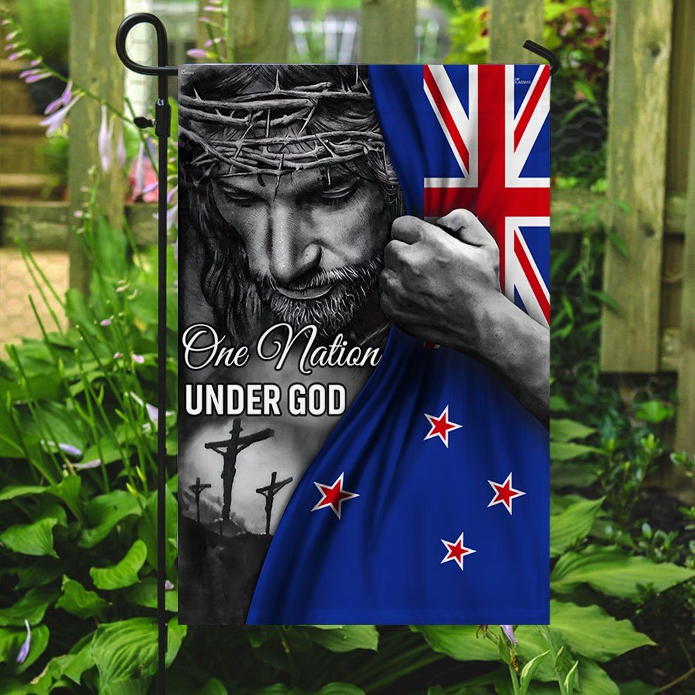 Jesus Flag Jesus One Nation Under God New Zealand Flag TRL1253Fv4