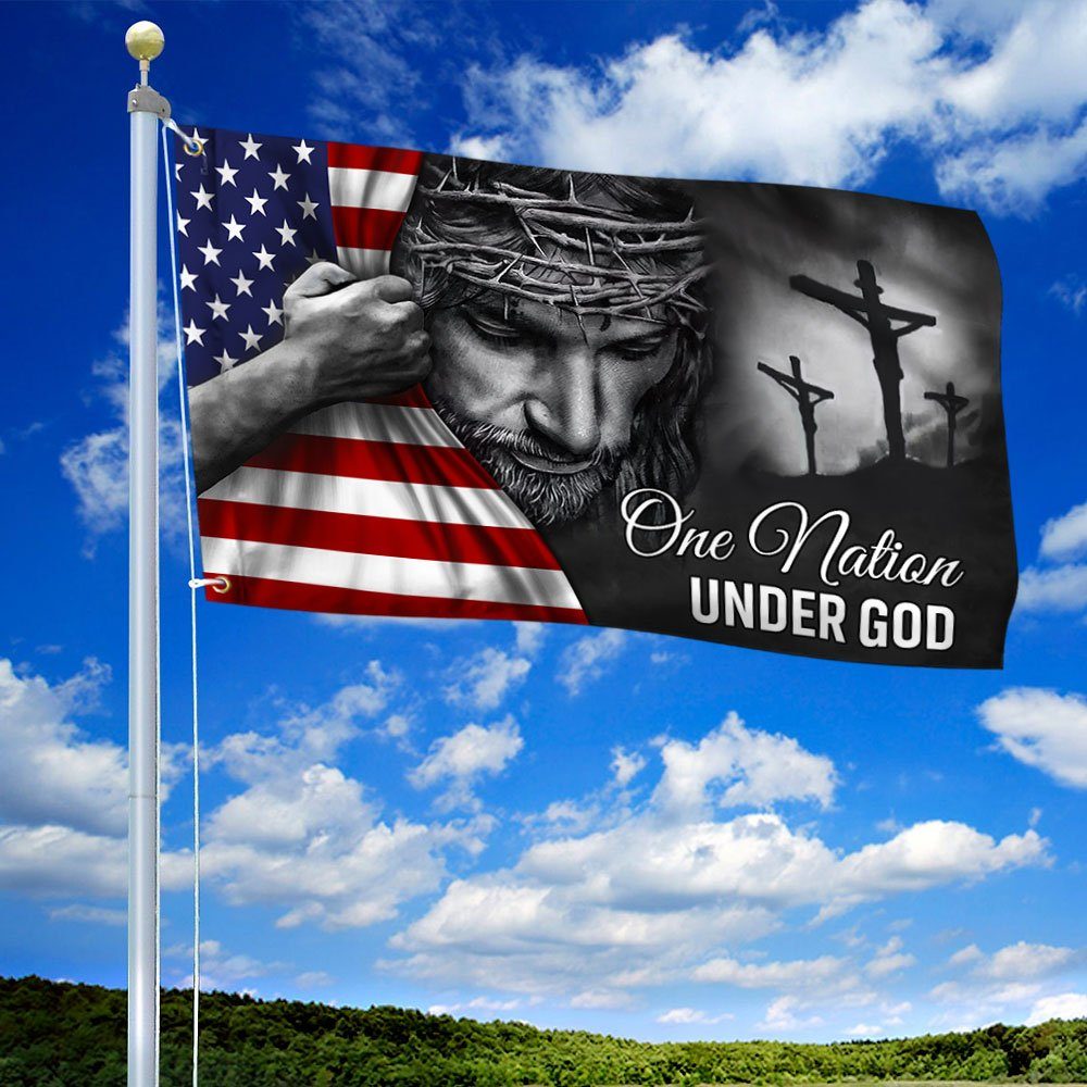 Jesus Flag One Nation Under God Grommet Flag TRL06GFv5