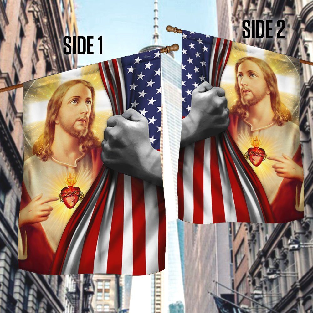 Jesus Flag The Sacred Heart Of Jesus American Flag QNN581F