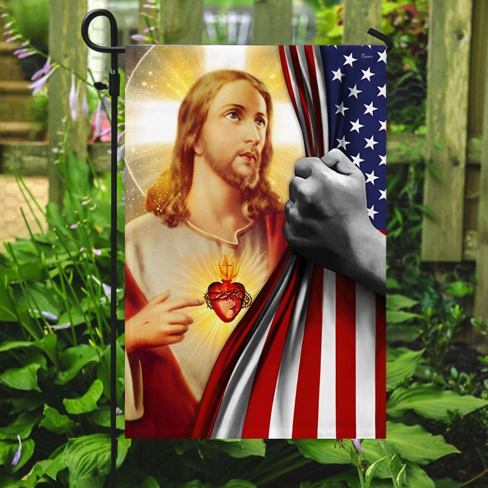 Jesus Flag The Sacred Heart Of Jesus American Flag QNN581F