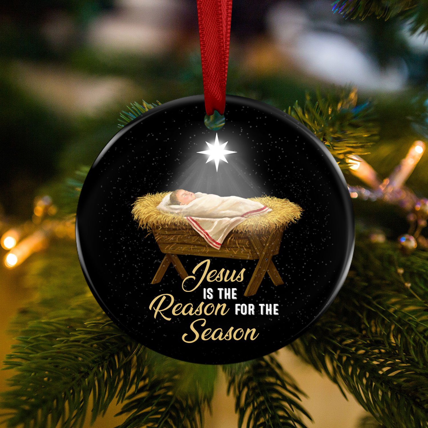 Jesus Is The Reason For The Season Nativity Ornament BNN671O