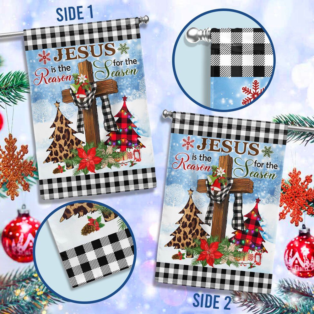 Jesus Is The Reason For The Season Religious Cross Christmas Flag MLN724F