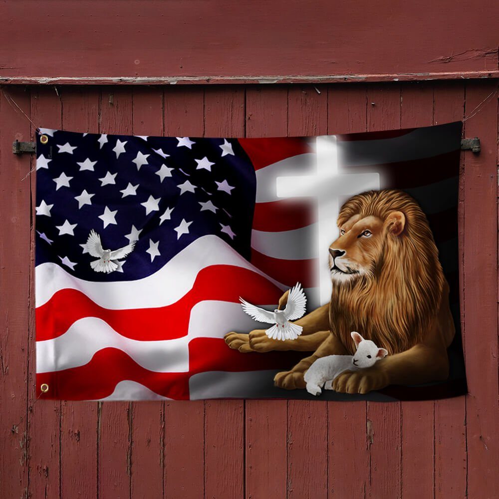 Jesus Lion and Lamb Grommet Flag PN249GF