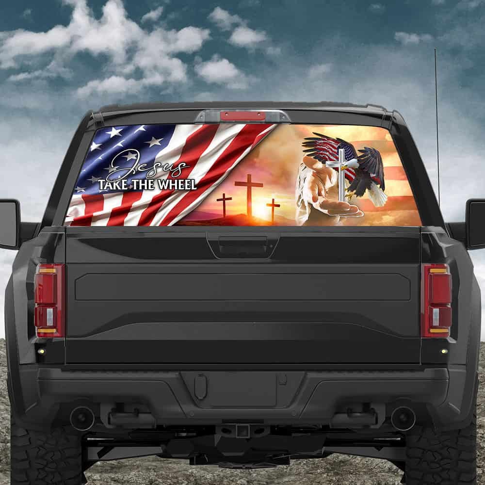 Jesus Take The Wheel Eagle Rear Window Decal MLH1695CD