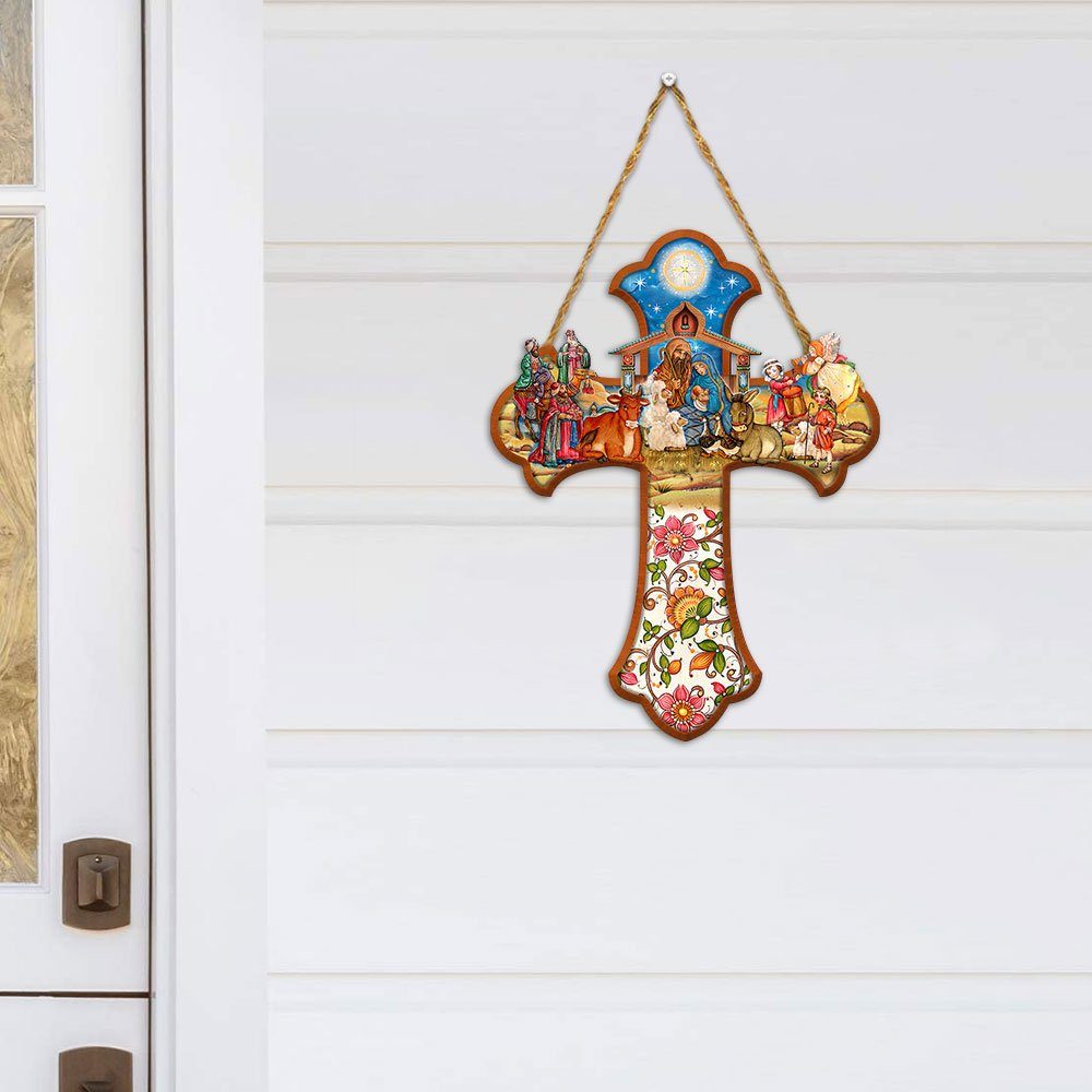 Jesus Wooden Sign Jesus Was Born Door Sign TRL1498WD