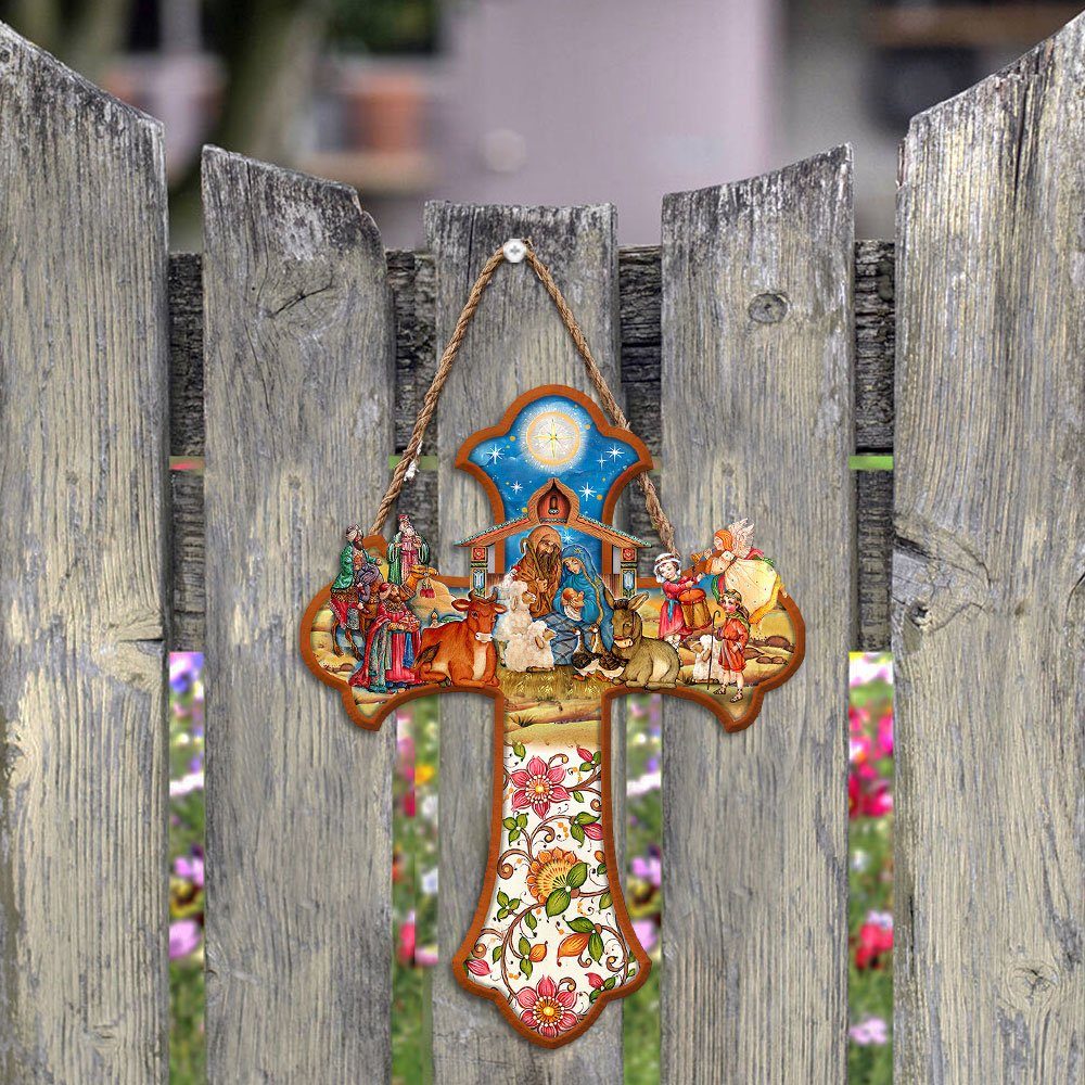 Jesus Wooden Sign Jesus Was Born Door Sign TRL1498WD