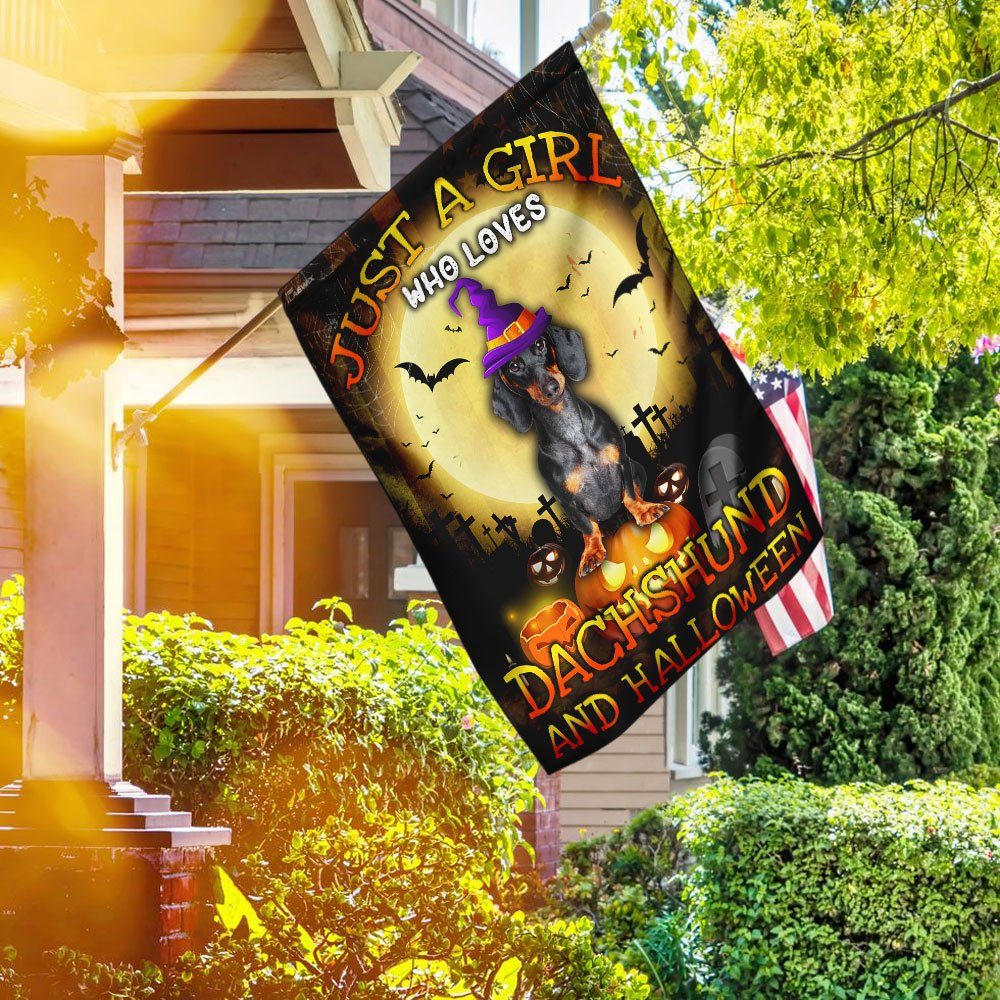 Just A Girl Who Loves Dachshund And Halloween Flag