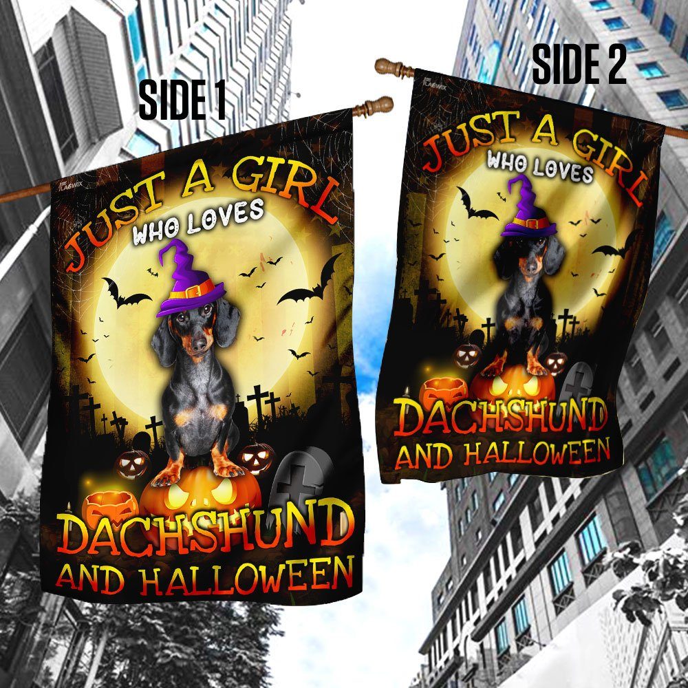 Just A Girl Who Loves Dachshund And Halloween Flag