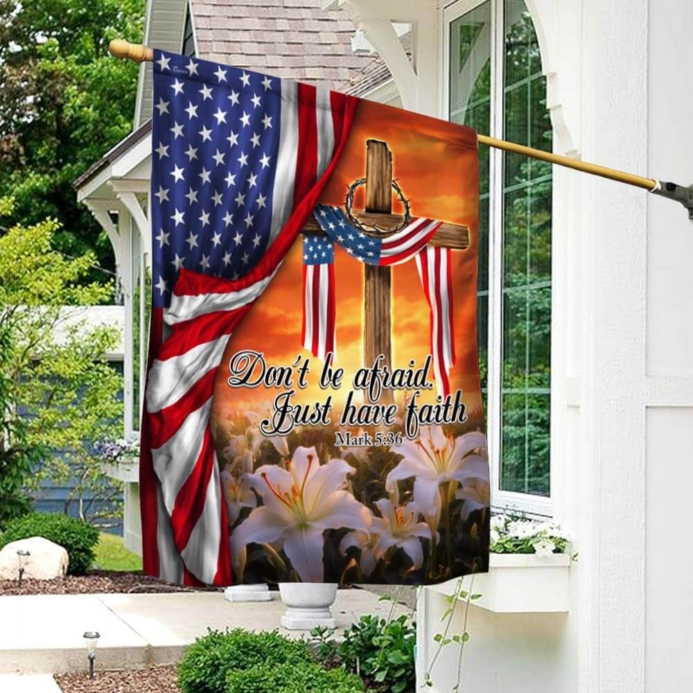 Just Have Faith The Old Rugged Cross. Christian Cross American Flag TPT926Fn