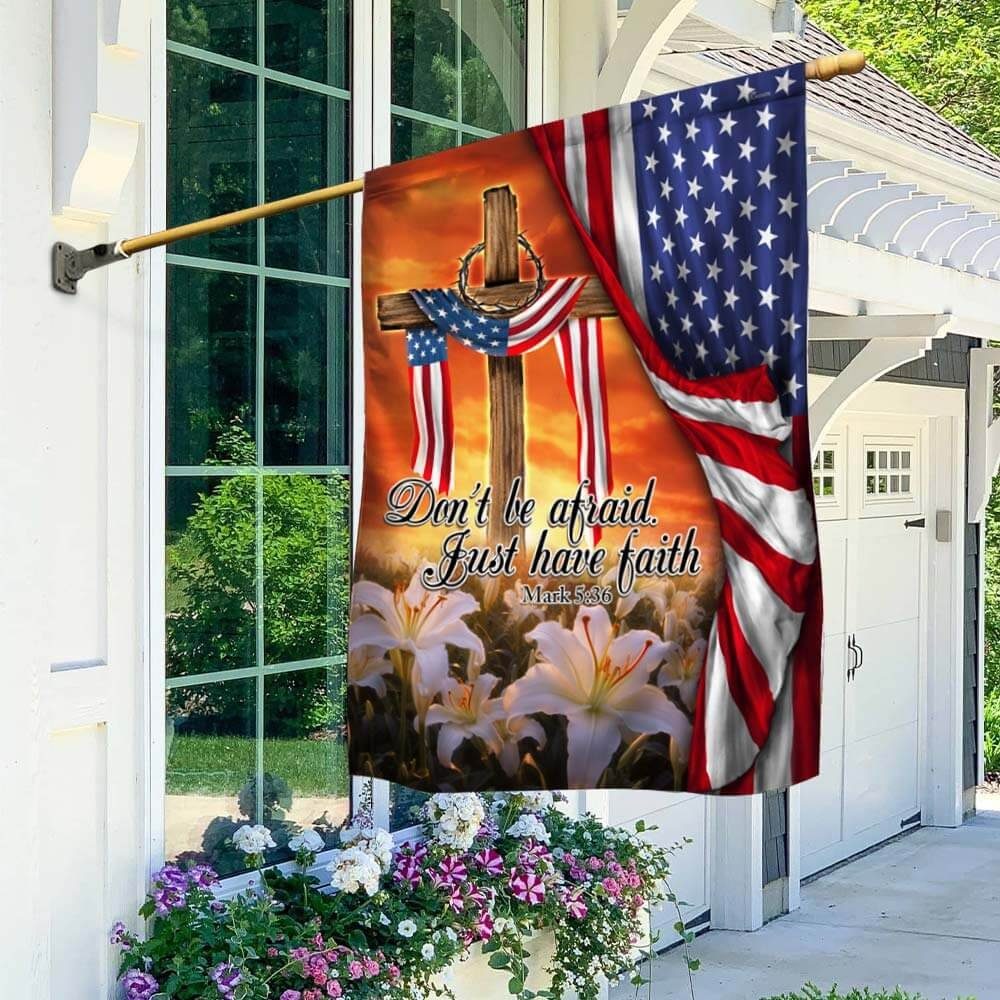 Just Have Faith The Old Rugged Cross. Christian Cross American Flag TPT926Fn