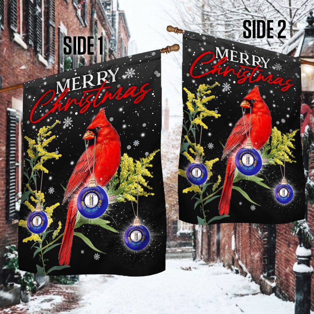 Kentucky Cardinal Flag Christmas Bauble LNT780F