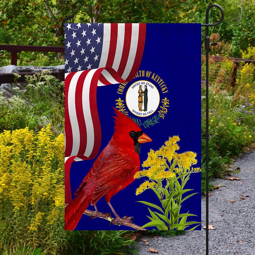 Kentucky State Cardinal and Goldenrod Flower Flag MLN1141Fv11
