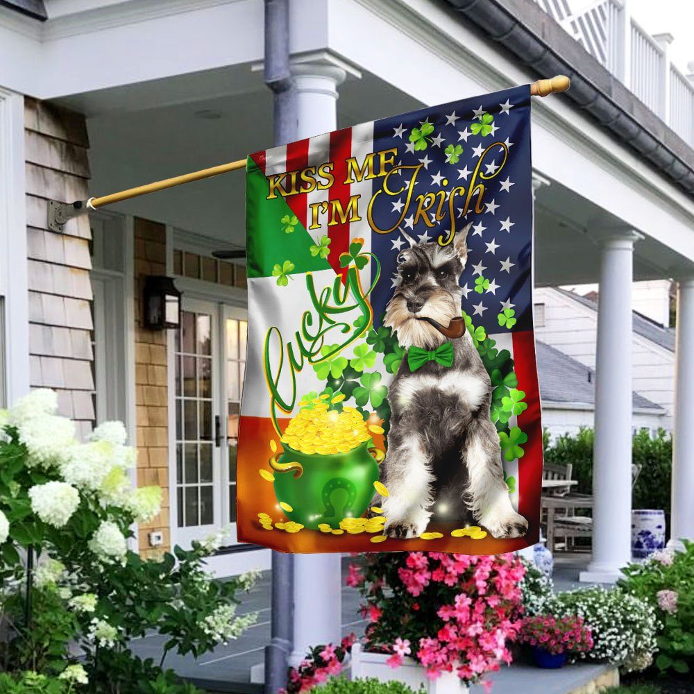 Kiss Me I'm Irish Miniature Schnauzer St. Patrick's Day Flag
