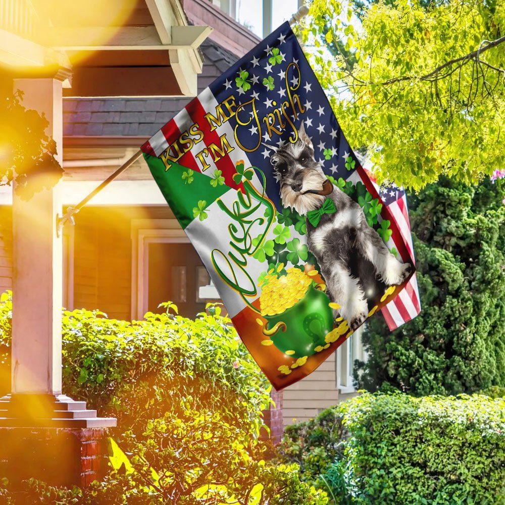 Kiss Me I’m Irish Miniature Schnauzer St. Patrick’s Day Flag