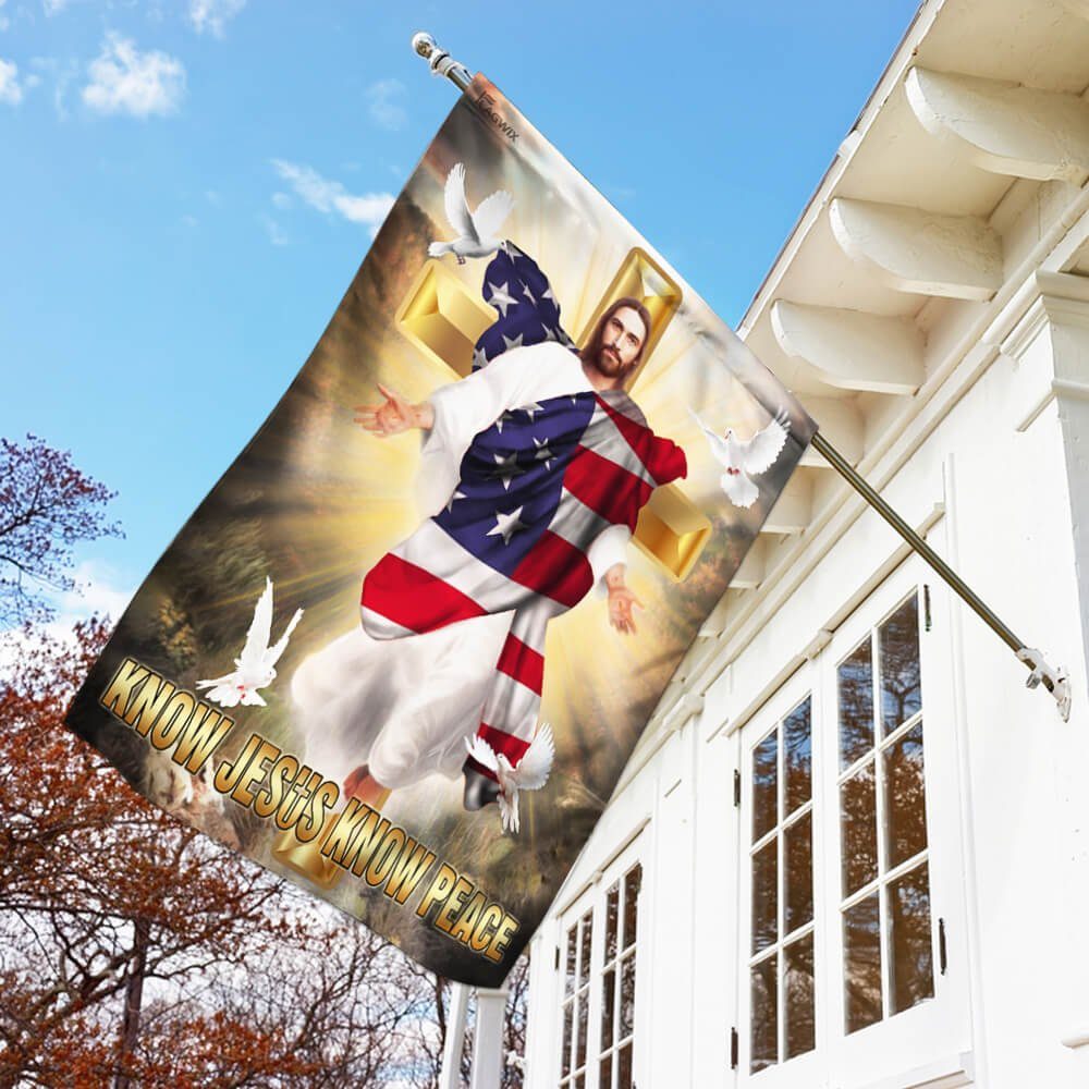Know Jesus Know Peace Christian Cross Flag
