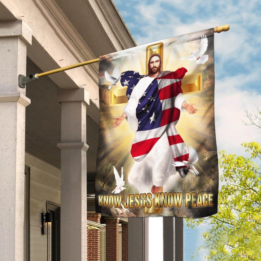 Know Jesus Know Peace Christian Cross Flag