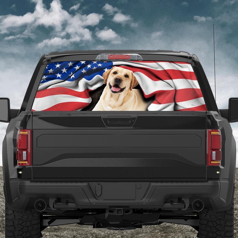 Labrador Retriever. American Patriot Rear Window Decal THH2903CDv11