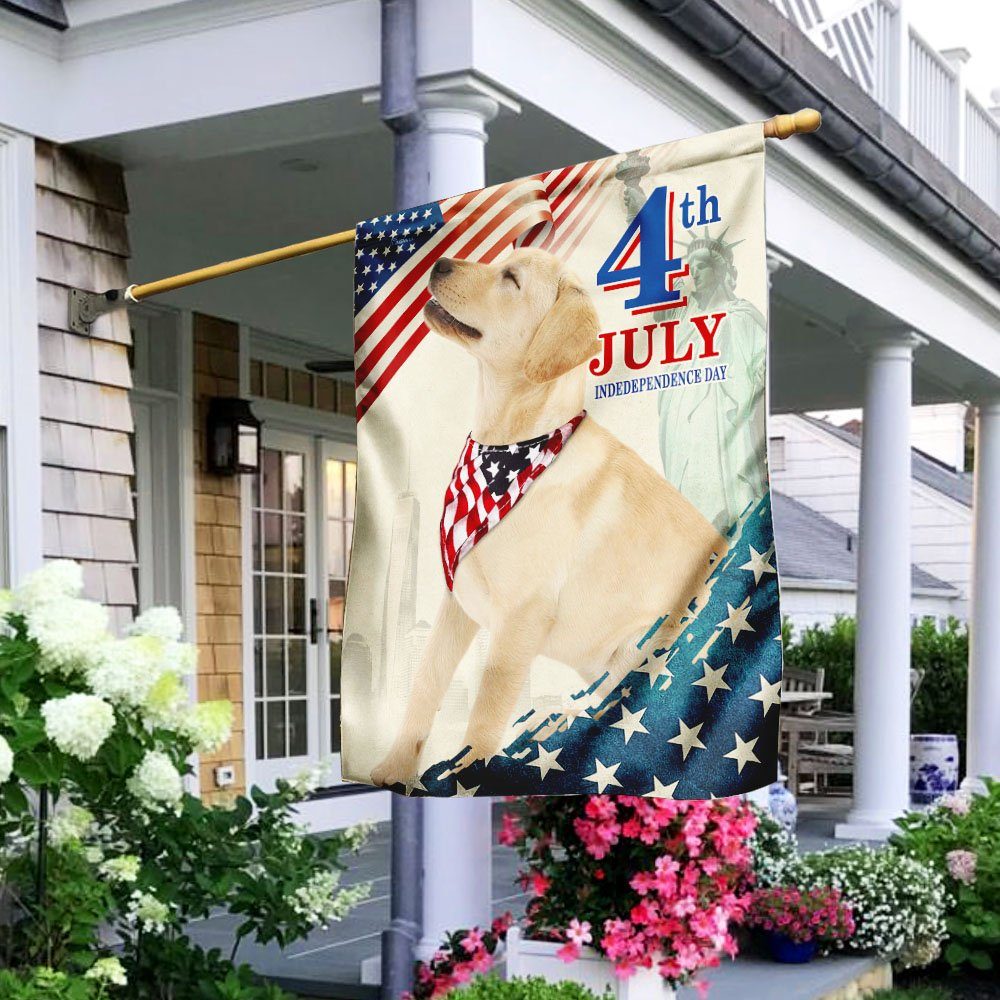Labrador Retriever. Happy 4th Of July American Flag